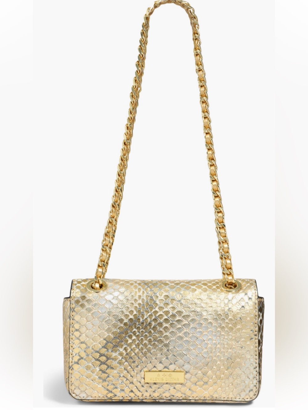 Alexis Bittar Mini Bella Python Embossed Leather Clutch Color Gold Python NWT - Picture 12 of 14